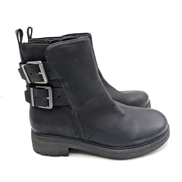 Lucky Brand Candre Double Buckle Lug Sole Boots Women's Black Size US9M EU40 - Picture 3 of 16